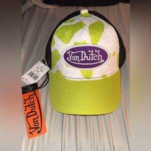 Von Dutch Lime Green Cow Hide Trucker Hat